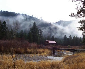 Lodge and river