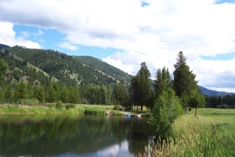 Pond and mountains