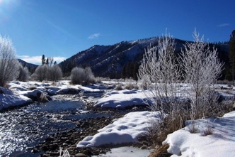 Snow on river